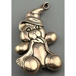 Vintage Teddy Bear Sterling Silver Brooch Jezlaine Jaz
